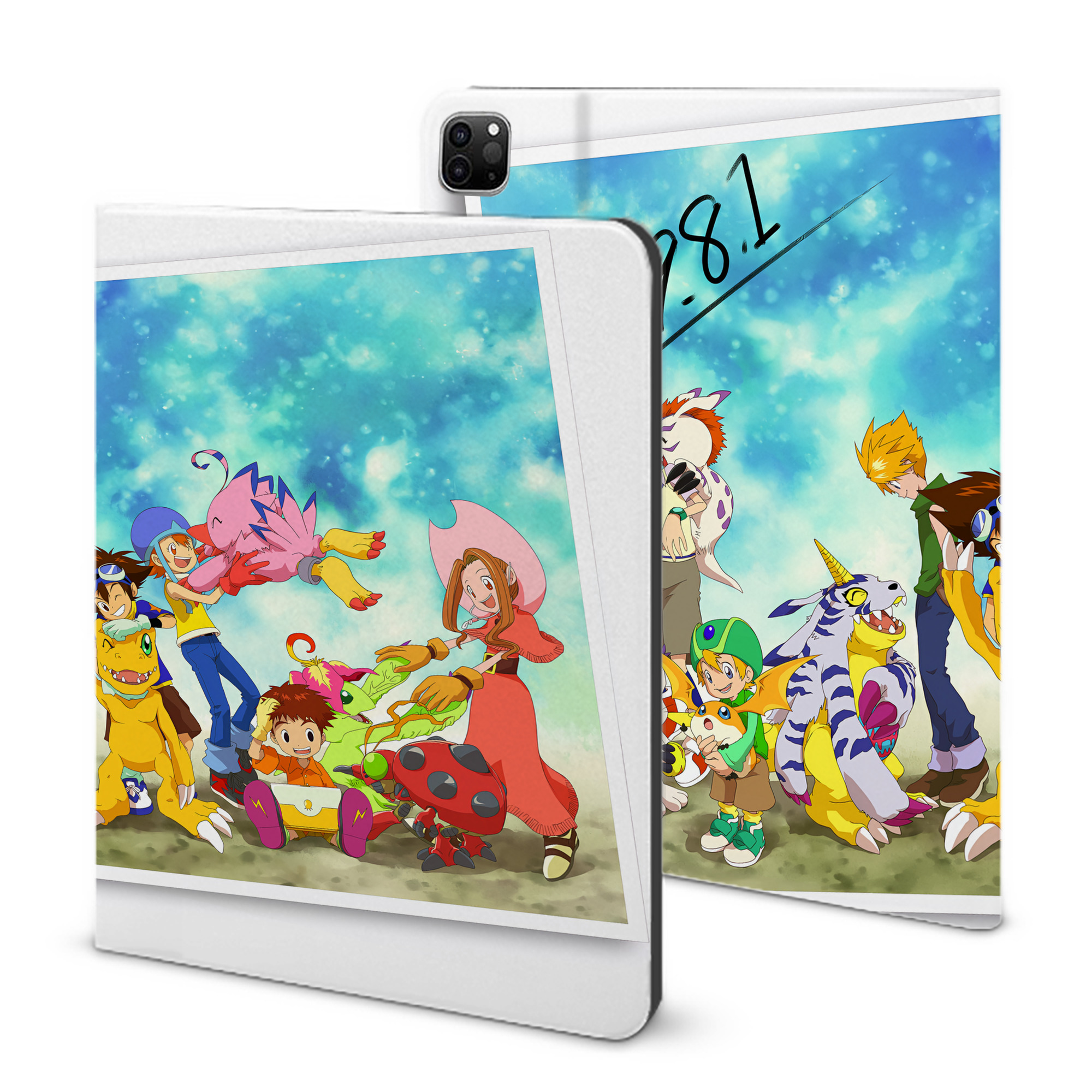 （画像用） Digimon デジタルモンスター/デジモン IPad ケース ブック型 PUレザー TPU 耐衝撃 軽量 薄型 ペン収納なし 全面保護 IPad 各モデル対応
